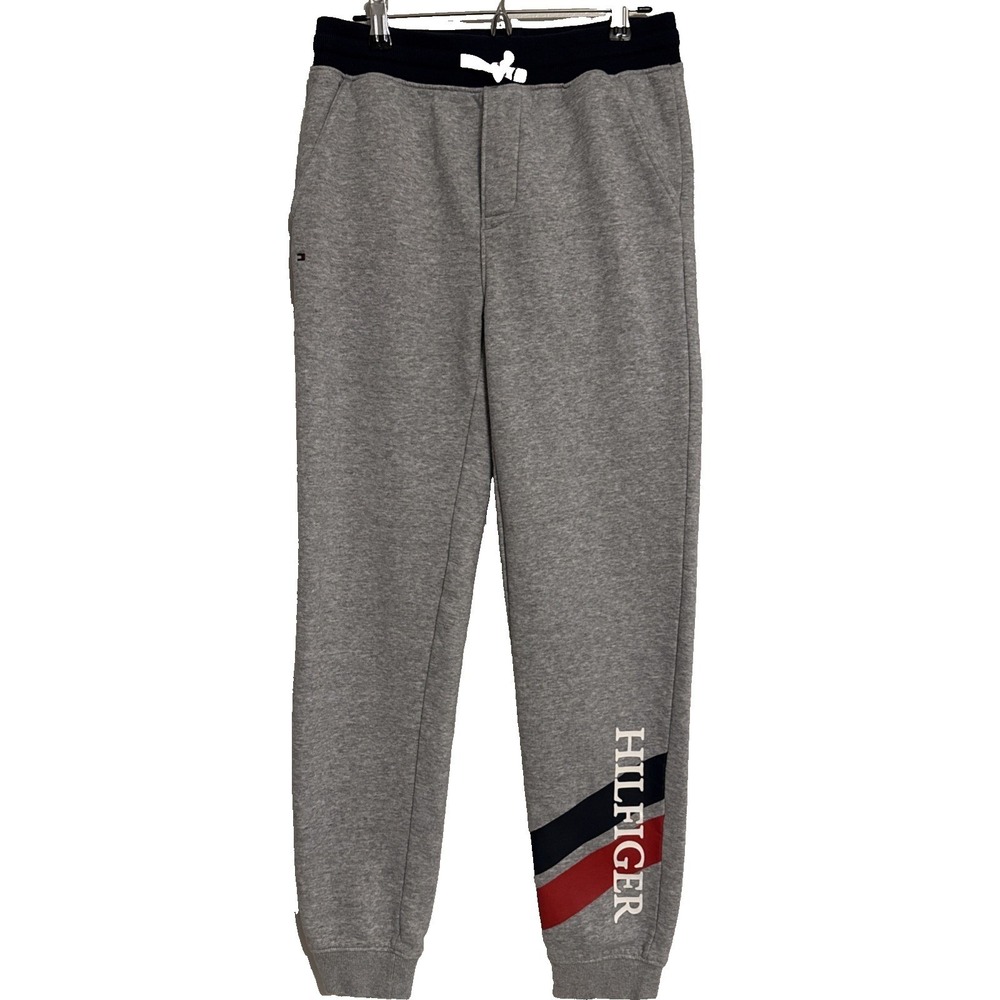 Tommy Hilfiger Boys Gray Jogger Sweatpants L 16/18 Activewear Casual Sporty